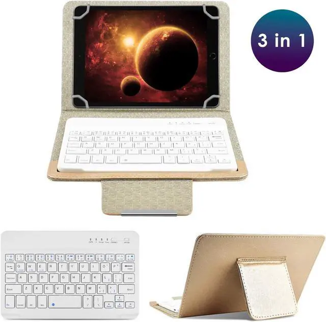 Alt view image 2 of 5 - DETUOSI Universal 8.0 inch Android Tablet Case with Keyboard, Removable Wireless Bluetooth Keyboard + PU Leather Folio Book Cover + Stand, Travel Portable Sleeve for iOS/Android/Windows System Tablet