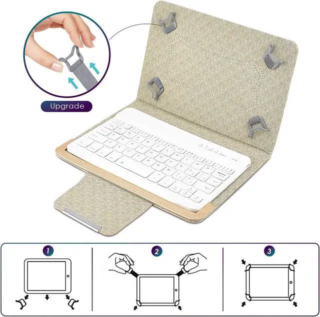 Alt view image 4 of 5 - DETUOSI Universal 8.0 inch Android Tablet Case with Keyboard, Removable Wireless Bluetooth Keyboard + PU Leather Folio Book Cover + Stand, Travel Portable Sleeve for iOS/Android/Windows System Tablet