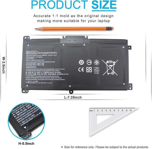 Alt view image 3 of 5 - BK03XL Battery for HP Pavilion X360 14-ba0xx 14-ba1xx 14m-ba0xx 14m-ba1xx 14m-ba011dx 14m-ba013dx 14m-ba114dx 14m-ba015dx 14-ba253cl 14-ba125cl 14-ba175nr 14-ba051cl 916811-855 916812-855 916366-421