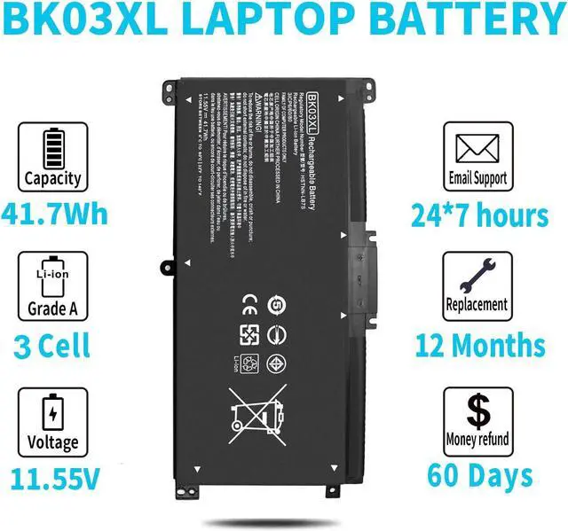 Alt view image 5 of 5 - BK03XL Battery for HP Pavilion X360 14-ba0xx 14-ba1xx 14m-ba0xx 14m-ba1xx 14m-ba011dx 14m-ba013dx 14m-ba114dx 14m-ba015dx 14-ba253cl 14-ba125cl 14-ba175nr 14-ba051cl 916811-855 916812-855 916366-421
