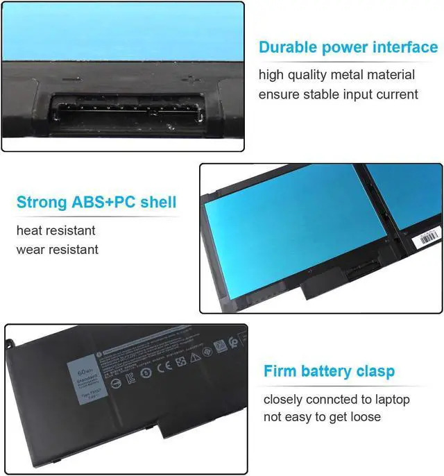 Alt view image 3 of 5 - Emanjor 60Wh Type F3YGT DM3WC Battery Replacement for Dell Latitude 7480 7490 7280 7290 7380 7390 2X39G DM6WC 451-BBYE 453-BBCF KG7VF P73G001 P73G002 P28S001 P28S002 P28S P73G 7.6V 4-Cell