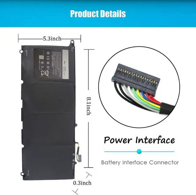 Alt view image 3 of 5 - Vinpera RNP72 TP1GT PW23Y Battery for Dell XPS 13 9360 13-9360-D1505G 13-9360-D1505 13-9360-D1605G 13-9360-D1605T 13-9360-D1609G 13-9360-D1609 13-9360-D1705 13-9360-D1705G 13-9360-D1805T