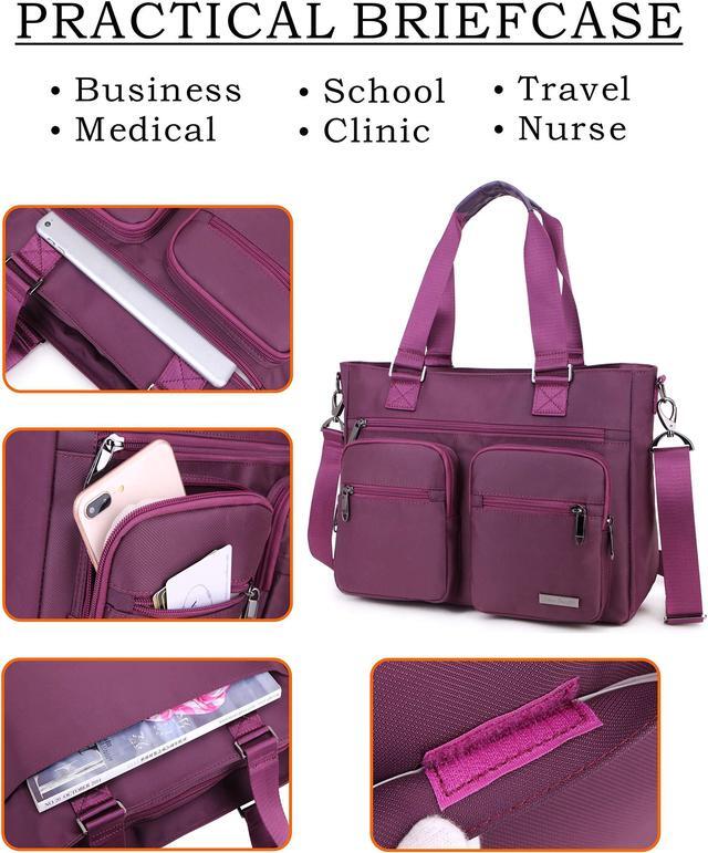 Alt view image 2 of 5 - La Packmore Water Repellent Nylon Shoulder Bag Handbag Laptop Tote Travel Work School Clinic Nurse Tote (Mulbery)