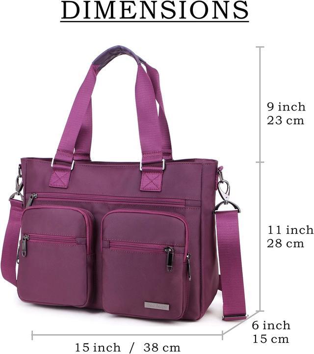 Alt view image 3 of 5 - La Packmore Water Repellent Nylon Shoulder Bag Handbag Laptop Tote Travel Work School Clinic Nurse Tote (Mulbery)