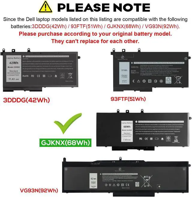 Alt view image 2 of 5 - Fancy Buying 68W GJKNX Laptop Battery for Dell Latitude 5480 5580 5280 5288 5290 5488 5490 5491 5495 5590 5591 E5480 E5580 E5490 E5590 Precision 15 3520 3530 DY9NT 0DY9NT GD1JP 0GD1JP 5YHR4 451-BBZG