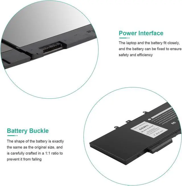 Alt view image 4 of 5 - Fancy Buying 68W GJKNX Laptop Battery for Dell Latitude 5480 5580 5280 5288 5290 5488 5490 5491 5495 5590 5591 E5480 E5580 E5490 E5590 Precision 15 3520 3530 DY9NT 0DY9NT GD1JP 0GD1JP 5YHR4 451-BBZG