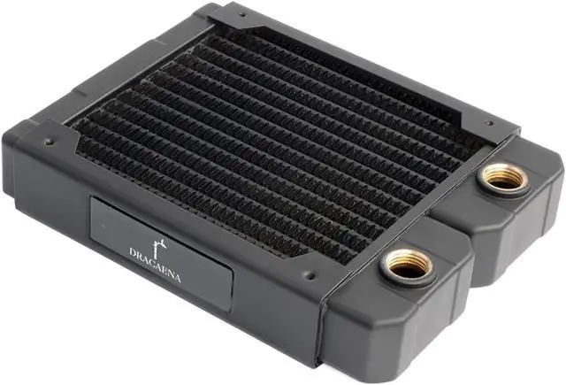 Main image of Dracaena.io 120mm - 28mm/1.1 inch Thick Computer Radiator, 14 Tubes Copper Water Cooling Cooler for CPU Heat Sink - Liquid Heat Exchanger Dual G1/4 Thread, Black