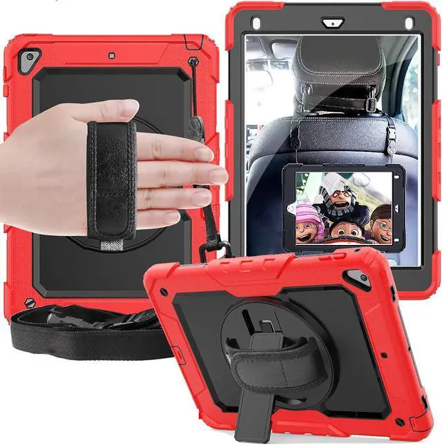 Main image of DuraSafe Cases for iPad 10.2 Inch 9 8 7 2021 2020 2019 [iPad 9th / 8th / 7th Gen ] A2197 A2270 A2602 MW762LL/A MYLC2LL/A MYL92LL/A MK2L3LL/A Built-in Kick Stand Heavy Duty Rugged Case - Red