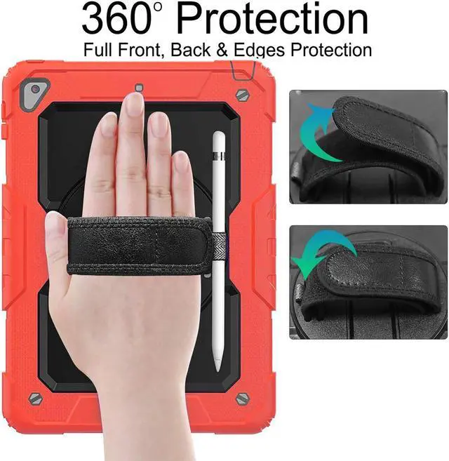 Alt view image 5 of 5 - DuraSafe Cases for iPad 10.2 Inch 9 8 7 2021 2020 2019 [iPad 9th / 8th / 7th Gen ] A2197 A2270 A2602 MW762LL/A MYLC2LL/A MYL92LL/A MK2L3LL/A Built-in Kick Stand Heavy Duty Rugged Case - Red