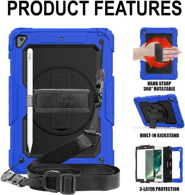 Alt view image 3 of 5 - DuraSafe Cases for iPad 7.9 Inch Mini 4 2015 Mini 5 2019 [ Mini 4th / 5th Gen ] A1538 A1550 A2133 A2124 A2126 A2125 Built-in Kick Stand Heavy Duty Rugged Case - Blue