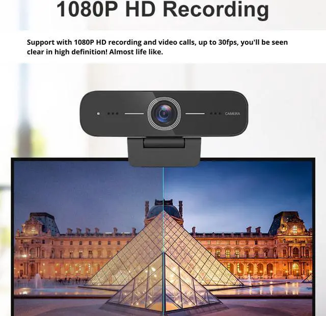 Alt view image 2 of 5 - Discover HD100 Webcam for Professionals | HD 1080P, 30fps | Built-in Microphones | Wide Angle View | Tripod Compatible