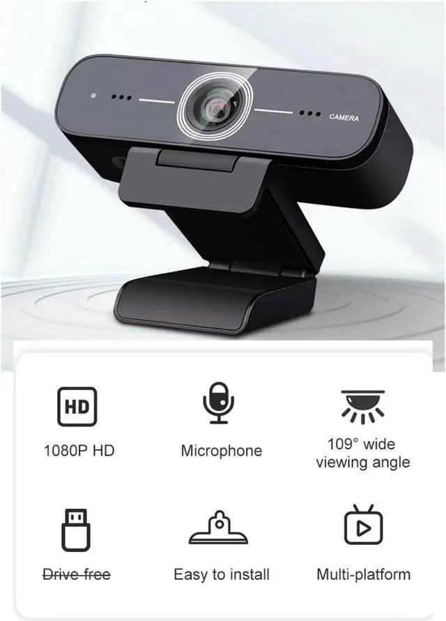 Alt view image 3 of 5 - Discover HD100 Webcam for Professionals | HD 1080P, 30fps | Built-in Microphones | Wide Angle View | Tripod Compatible