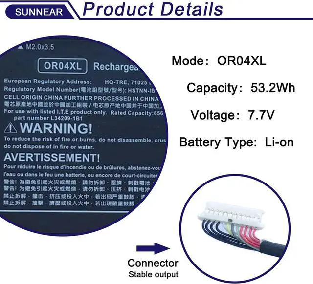 Alt view image 2 of 5 - HSTNN-IB8U OR04XL Laptop Battery Compatible with HP EliteBook x360 830 G5 G6 Series Notebook HSTNN-DB9C L34449-002 L34449-005 L34209-1B1 L34209-2B1 7.7V 53.2Wh 6562mAh
