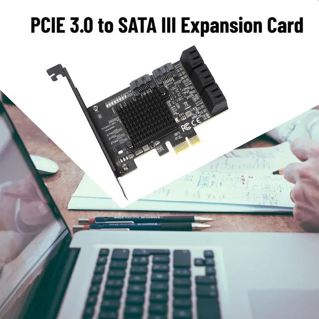 Alt view image 2 of 5 - PCIE SATA Cards, Ports SATA III 6Gbps Controller Cards with Low Bracket, PCIE (1X 2X 4X 8X 16X) SATA3.0 Interface Expansion Cards for for Linux