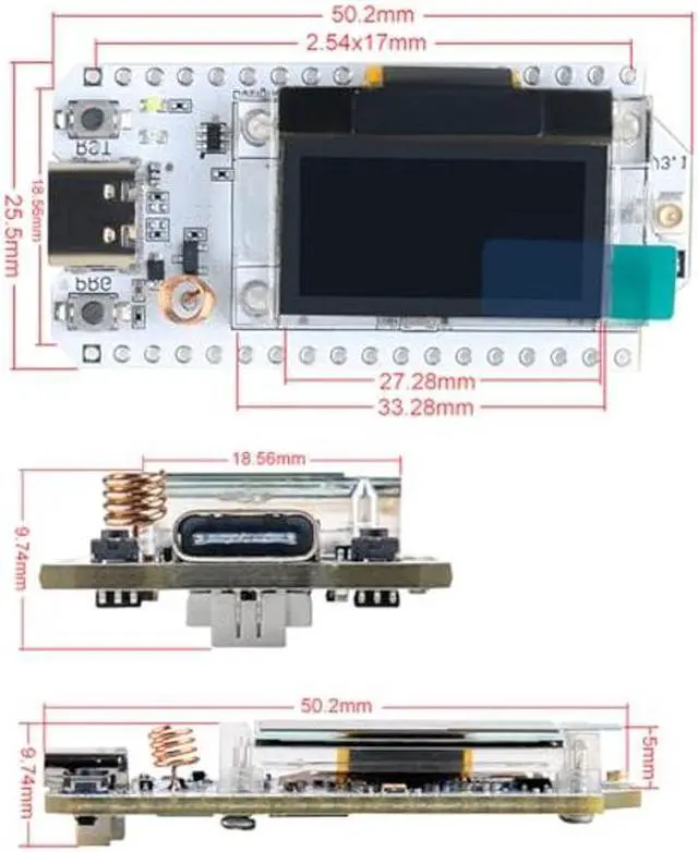 Alt view image 5 of 5 - DIYmalls 915MHz LoRa ESP32 OLED Board V3 Type-C SX1262 8MB Flash + LoRa Antenna U.FL IPEX to SMA for Arduino LoraWan IOT (Pack of 2), not Compatible with LoRa 32 V2