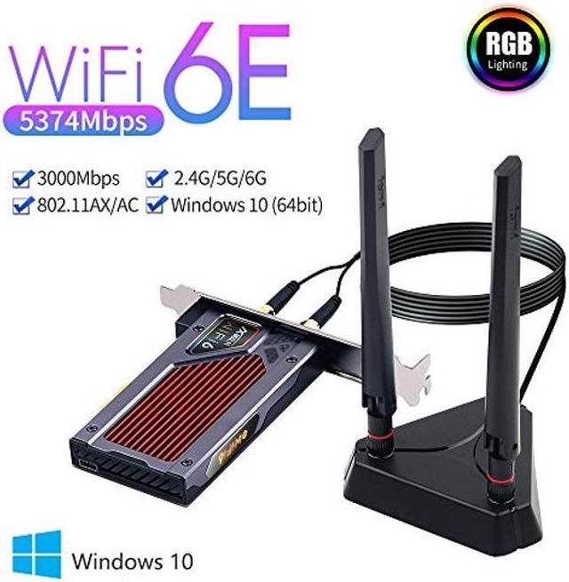 Alt view image 3 of 5 - fenvi AX210 WiFi 6E PCI-E WiFi Adapter BT5.2 RGB Gaming 802.11ax ac 160MHz 2.4GHz 5GHz 6GHz Tri-Band 5400Mbps AX210NGW Desktop WiFi Card for PC Windows(Only WiFi 6E Router Antennas Support 6Ghz Band)