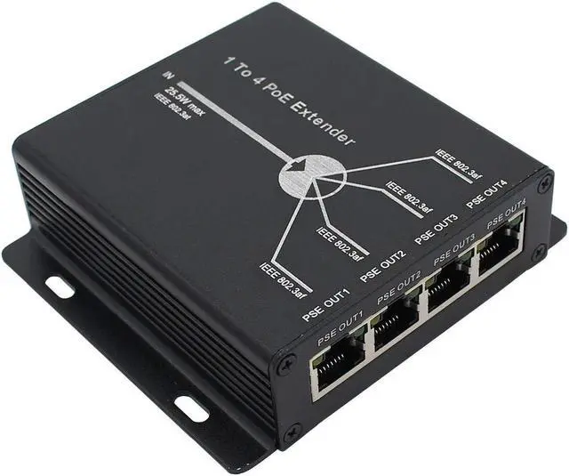 Main image of POE Extender RJ45 4-Port 10/100M IEEE802.3at (Power-in) to IEEE802.3af (Power-Out) for Ethernet/PoE Power AP, IP Camera, IP Telephone and Other Network equipments