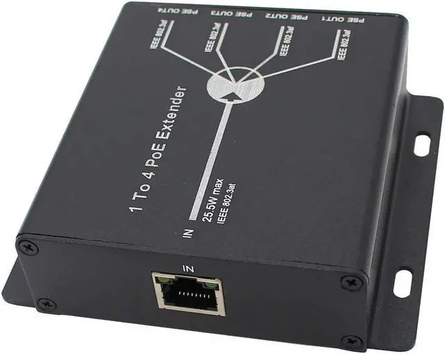 Alt view image 3 of 5 - POE Extender RJ45 4-Port 10/100M IEEE802.3at (Power-in) to IEEE802.3af (Power-Out) for Ethernet/PoE Power AP, IP Camera, IP Telephone and Other Network equipments
