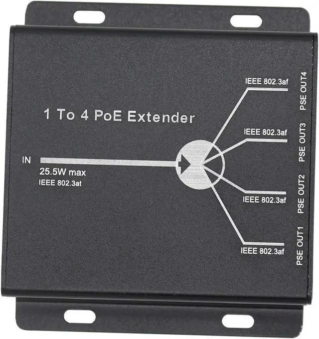 Alt view image 2 of 5 - POE Extender RJ45 4-Port 10/100M IEEE802.3at (Power-in) to IEEE802.3af (Power-Out) for Ethernet/PoE Power AP, IP Camera, IP Telephone and Other Network equipments