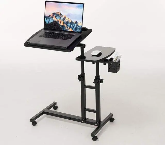 Main image of Farios Adjustable Laptop Desk with Wheels, Adjustable Desk for Bed, Adjustable Laptop cart, Over Bed Table, Bed Side Table, Tiltable Table and Laptop Stand-Black