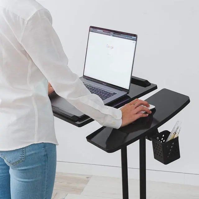 Alt view image 4 of 5 - Farios Adjustable Laptop Desk with Wheels, Adjustable Desk for Bed, Adjustable Laptop cart, Over Bed Table, Bed Side Table, Tiltable Table and Laptop Stand-Black