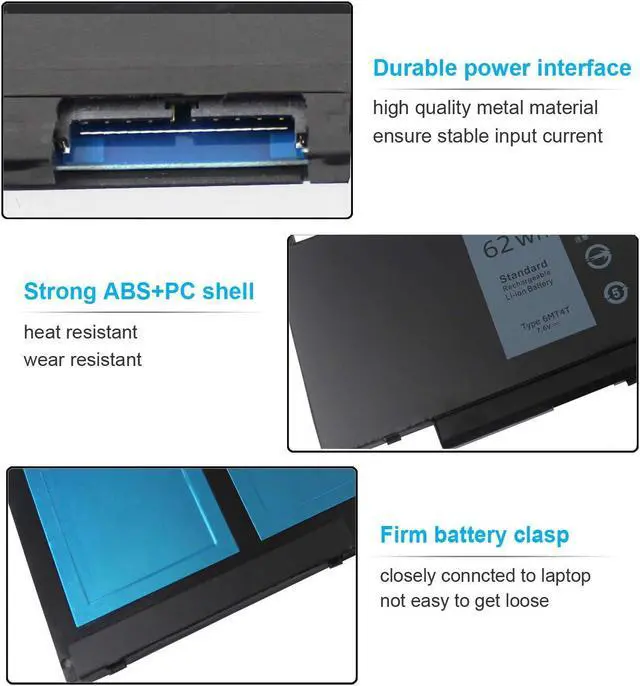 Alt view image 3 of 5 - Emanjor 7.6V 62Wh 6MT4T Battery Compatible with Dell Latitude E5470 E5570 Precision 3510 Series 7V69Y TXF9M 79VRK 07V69Y 079VRK 0TXF9M 0HK6DV