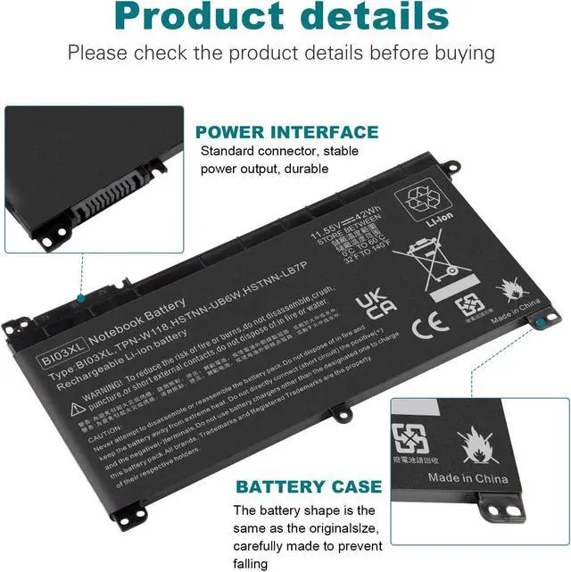 Alt view image 2 of 5 - TREE.NB BI03XL 0N03XL 844203-850 844203-855 Laptop Battery for HP Pavilion X360 m3-u m3-u001dx 13-u HSTNN-UB6W HSTNN-LB7P 915486-855 915230-541 Battery for HP Stream 14-ax000 14-ax010wm