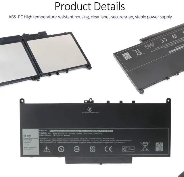 Alt view image 4 of 5 - J60J5 Laptop Battery for Dell Latitude E7470 E7270 7470 7270 P61G001 P26S001 Series MC34Y WYWJ2 451-BBSY 451-BBSU R1V85 242WD 451-BBSX 1W2Y2 PDNM2 F1KTM 5F08V GG4FM NJJ2H R97YT 0MC34Y 0F1KTM P26S