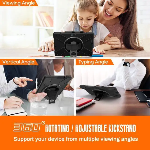 Alt view image 3 of 5 - Surface Pro X Case - 360 Degree Rotating Stand Hand Strap Shoulder Strap Pen Holder Heavy Duty Full Body Shockproof Impact Resistant Rugged Drop Protective Case for Surface Pro X 13" 2021/2020/2019