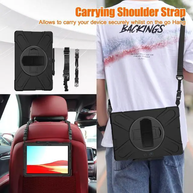 Alt view image 5 of 5 - Surface Pro X Case - 360 Degree Rotating Stand Hand Strap Shoulder Strap Pen Holder Heavy Duty Full Body Shockproof Impact Resistant Rugged Drop Protective Case for Surface Pro X 13" 2021/2020/2019