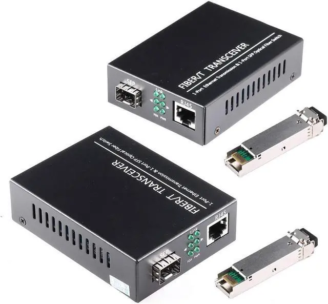 Main image of A Pair of 1.25G/s Bidi Gigabit Single-Mode Fiber Ethernet Media Converter with 2PCS Bidi SFP LC Transceiver Module Included, 10/100/1000Base-Tx to 1000Base-SX SMF RJ45 to SFP Slot up to 30KM
