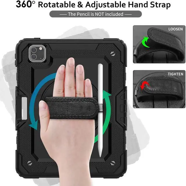 Alt view image 4 of 5 - DuraSafe Cases for iPad PRO 11 2018 1 PRO 11 2020 2 PRO 11 2021 3 PRO 11 2022 4 [ Pro 11 1st 2nd 3rd 4th ] A2377 A2459 A2301 A1980 A1934 A2013 A2228 A2068 A2759 A2759 Kick Stand Rugged Case - Black