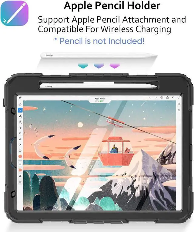 Alt view image 3 of 5 - DuraSafe Cases for iPad PRO 11 2018 1 PRO 11 2020 2 PRO 11 2021 3 PRO 11 2022 4 [ Pro 11 1st 2nd 3rd 4th ] A2377 A2459 A2301 A1980 A1934 A2013 A2228 A2068 A2759 A2759 Kick Stand Rugged Case - Black