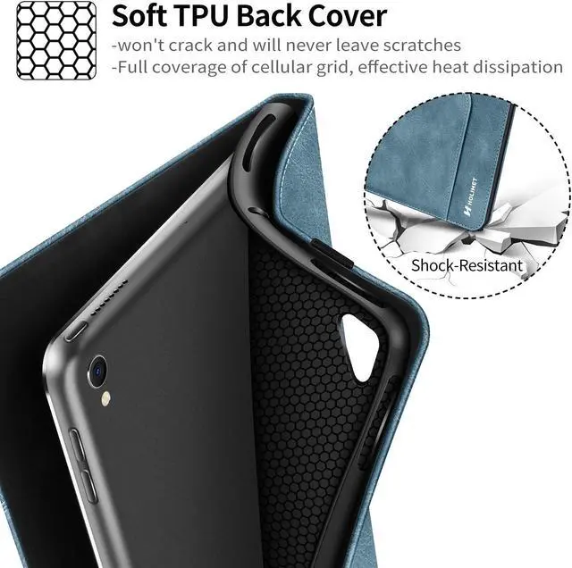 Alt view image 4 of 5 - iPad 9th Generation Case 2021, iPad 8th/7th Generation Case 2020/2019 with Pencil Holder Also Fit iPad Air 3th Gen 2019/iPad Pro 10.5 inch 2017 PU Leather Shockproof Cover with Pocket Strap