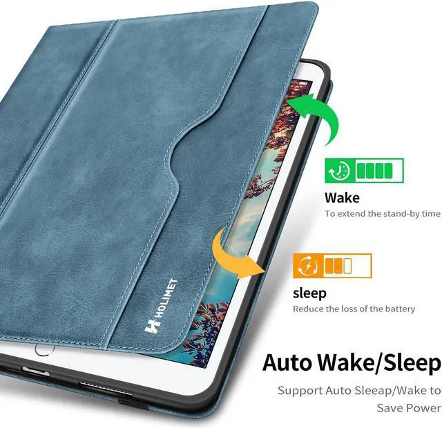 Alt view image 5 of 5 - iPad 9th Generation Case 2021, iPad 8th/7th Generation Case 2020/2019 with Pencil Holder Also Fit iPad Air 3th Gen 2019/iPad Pro 10.5 inch 2017 PU Leather Shockproof Cover with Pocket Strap