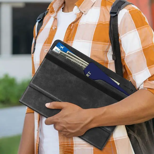 Alt view image 4 of 5 - HOLIMET iPad Pro 12.9 2022 Case 6th/5th/4th/3rd Generation with Pencil Holder Pocket Strap Folio Stand Cover Soft TPU Back Shockproof, Auto Sleep/Wake,Vegan Leather