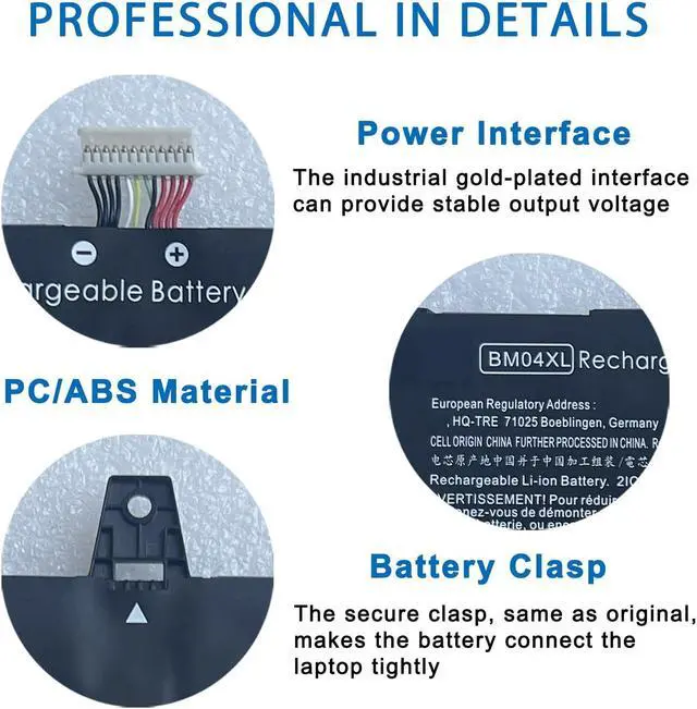Alt view image 5 of 5 - EFOHANA BM04XL Laptop Battery Replacement for HP EliteBook x360 1030 G3 Series Notebook BMO4XL HSTNN-UB7L L02031-541 BM04056XL L02478-855 7.7V 56.2Wh 7300mAh