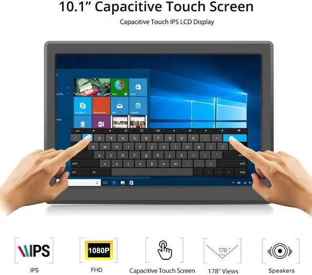 Alt view image 2 of 5 - ELECROW 10.1 Inch Touchscreen Monitor Compatible with Raspberry Pi Screen 1920X1080p IPS Monitor VGA HD Display for Laptop Jetson Nano Win PC (Touch Sceen Version)
