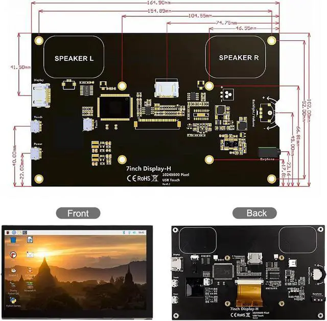 Alt view image 5 of 5 - ELECROW 7 Inch Monitor 1024x600 Portable Touchscreen Monitor for Laptop Compatible with Raspberry Pi Banana Pi Jetson Nano Computer