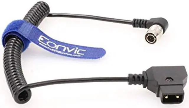 Main image of Hirose 4Pin Male to D-Tap for Zoom F8 Sound Devices 633/644/688 (Right Angle 4pin Coiled Cable)