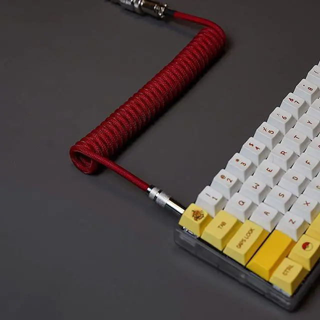 Alt view image 2 of 5 - hokistudio Custom Coiled Type C USB Cable for Mechanical Keyboard Handwork Braided XLR Connector Spiral Paracord 100cm Version(Red Black)