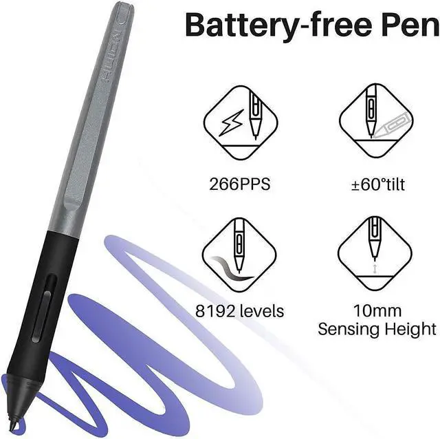 Alt view image 5 of 5 - Huion Inspiroy H1060P Graphics Drawing Tablet with Digital Pen PW100 and Skeleton Glove, OTG Adapters Included