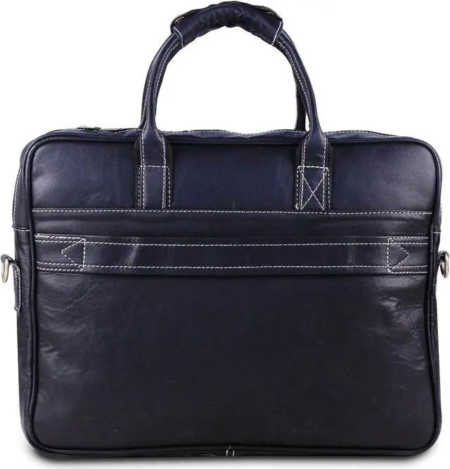 Alt view image 5 of 5 - 18 Inch Leather Messenger Bag For Men, Genuine Leather Briefcase Business Bag W/Padded Laptop Case, Vintage Handmade Laptop Satchel and Shoulder Bag for Office, Work, and Travel