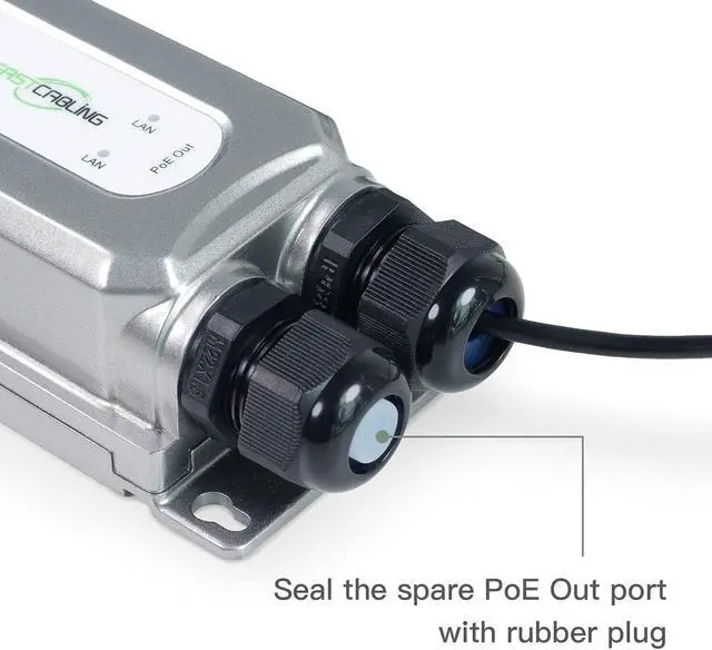 Alt view image 5 of 5 - FASTCABLING Industrial Outdoor PoE Extender 2 Port, Repeat 328ft PoE for Mesh, PTZ Cameras, IP67 Waterproof for Directly bury