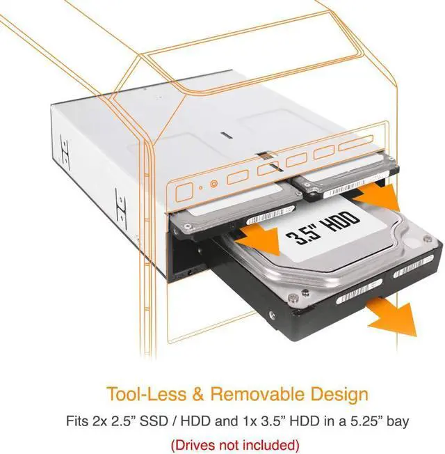 Alt view image 2 of 5 - ICY DOCK 3 Bay 2 x 2.5 & 1 x 3.5 SATA HDD/SSD Hot Swap Backplane Docking Enclosure for 5.25 Bay | flexiDOCK MB095SP-B
