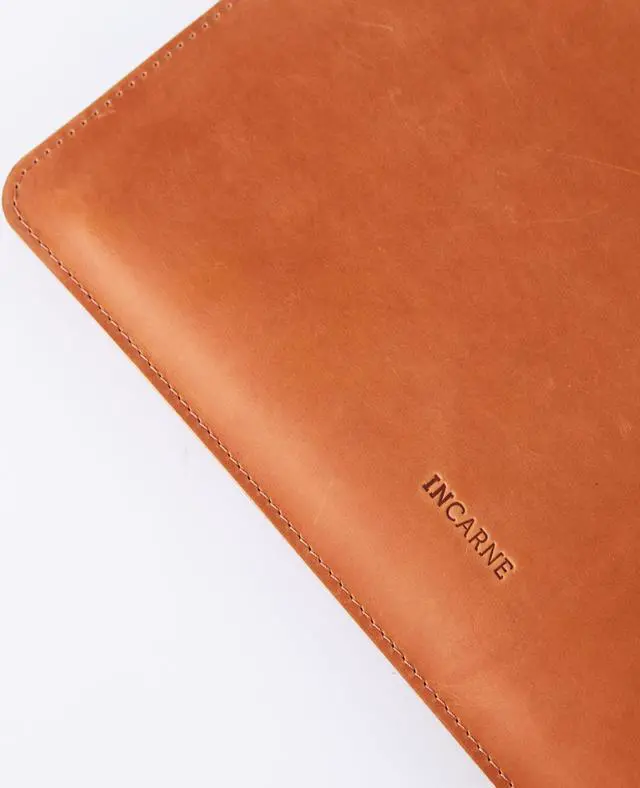 Alt view image 3 of 5 - Leather MacBook Air 13 inch Sleeve | MacBook Pro 13 inch Sleeve - Fits MacBook Air & Pro 13" M1 A2337 A2338, M2 A2681, Cognac