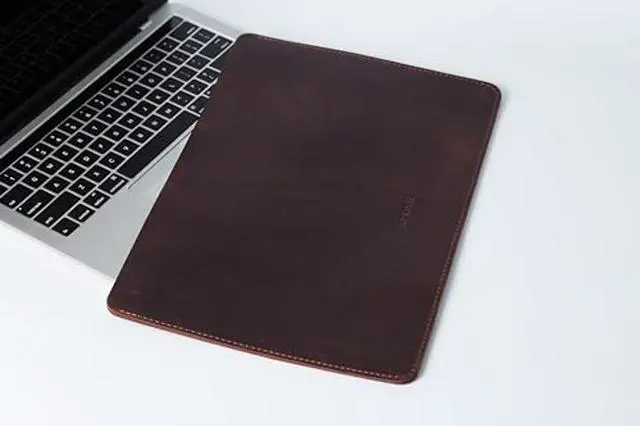 Alt view image 2 of 5 - Leather MacBook Pro 13 inch Sleeve | MacBook Air Sleeve - Fits MacBook Air & Pro 13" M1 A2337 A2338, M2 A2681, Brown