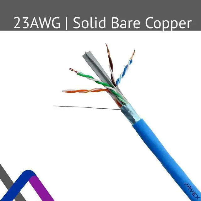 Alt view image 2 of 5 - JAVEX 23AWG CAT6 100% Shielded FTP [UL CMR Riser, for PoE++, 1000FT] Solid Bare Copper 400MHz, ETL Listed, Ethernet Cable, Blue