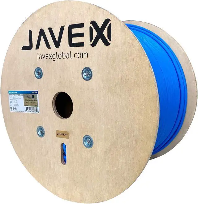 Main image of JAVEX 23AWG CAT6 100% Shielded FTP [UL CMR Riser, for PoE++, 1000FT] Solid Bare Copper 400MHz, ETL Listed, Ethernet Cable, Blue