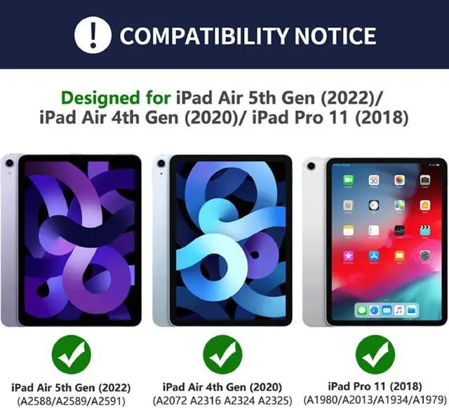 Alt view image 2 of 5 - iPad Air 5th Generation Case with Keyboard, 10.9 inch Keyboard Case for iPad Air 5th Gen 2022/Air 4th Gen 2020/iPad Pro 11 2018, Detachable Bluetooth Keyboard Tablet Case with Pencil Holder(Dark Blue)